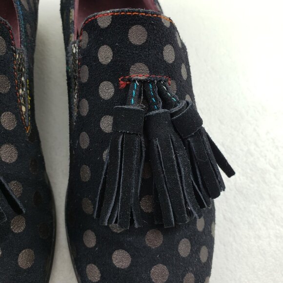 L'Artiste Spring Step Klasik Loafer Women 9 40 Black Suede Polka Dot Tassel Shoe - Picture 7 of 16